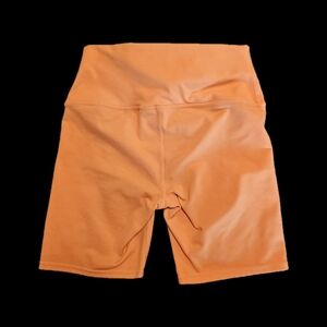 Alo neon orange gym biker shorts 7" S